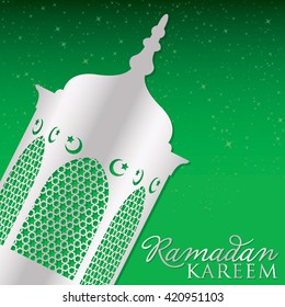 Lantern "Ramadan Kareem" (Generous Ramadan) card in vector format.