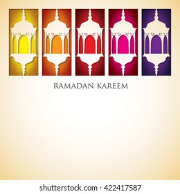 Lantern "Ramadan Kareem" (Generous Ramadan) card in vector format.