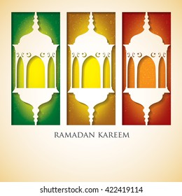 Lantern "Ramadan Kareem" (Generous Ramadan) card in vector format.