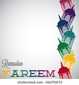 Lantern "Ramadan Kareem" (Generous Ramadan) card in vector format.