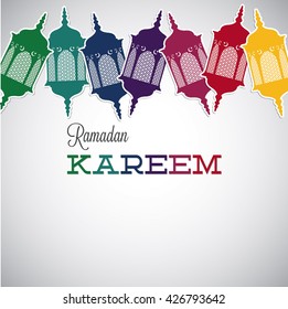 Lantern "Ramadan Kareem" (Generous Ramadan) card in vector format.
