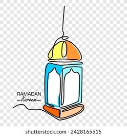 Lantern, Ramadan Kareem theme minimal one continuous line