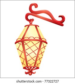 Lantern red cartoon vector illustration