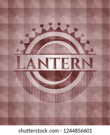 Lantern red emblem or badge with geometric pattern background. Seamless.