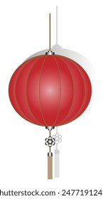 Lantern red hanging. Chinese New Year, Mid Autumn Festival background.Decorations for banner and greeting card and traditional. Isolated on white background