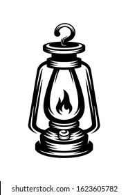 lantern with a retro engraved style. - vector