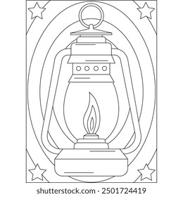 lantern retro technology coloring book page for kids and adults creative coloring mindful relaxation activity