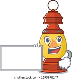 Lantern Scroll with board cartoon mascot design style