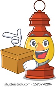 Lantern Scroll cartoon character bringing a box