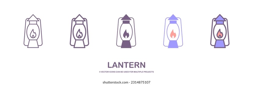 Lantern set icon, logo isolated on white background