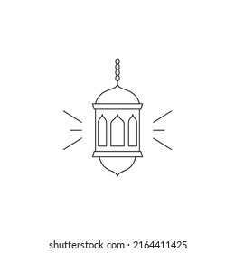 Lantern and shine concept line icon. Simple element illustration. Lantern and shine concept outline symbol design from Eid Al Adha set. Can be used for web and mobile on white background