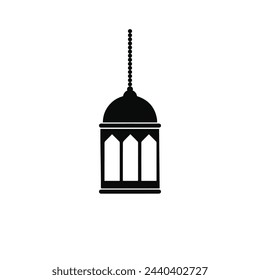 Lantern silhouette icon. Ramadan Islamic symbol design vector Illustration Black on White Background