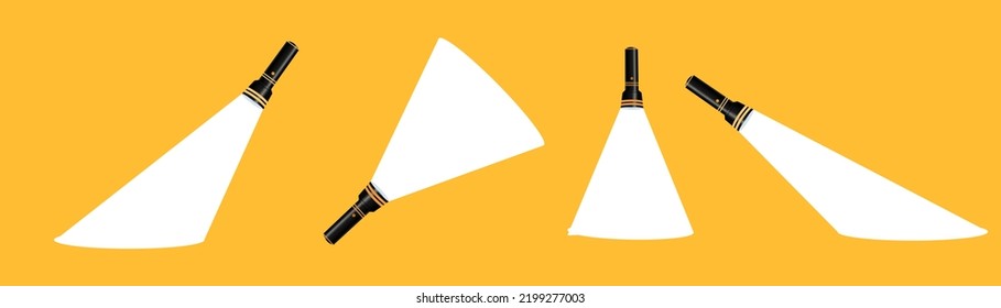 Lantern silhouette on a yellow background. Find or find a design concept. Applicable as banner, ad, message design. Flat vector illustration. Flashlight, light bulb, spotlight, advertisement.