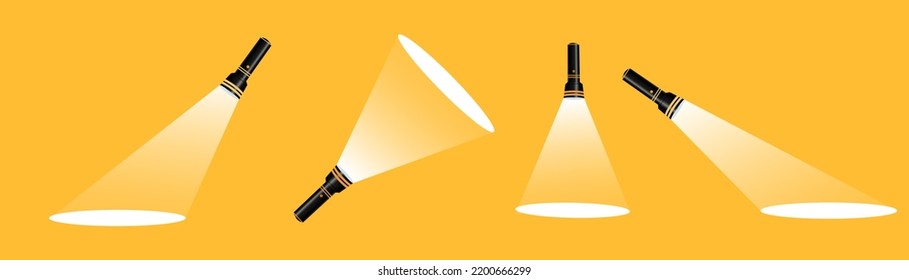 Lantern silhouette on a yellow background. Find or find a design concept. Applicable as banner, ad, message design. Flat vector illustration. Flashlight, light bulb, spotlight, advertisement.