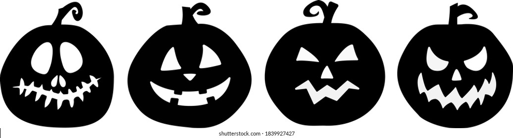 Lantern silhouette set. Black jack-o-lantern set vector. Isolated lanterns.