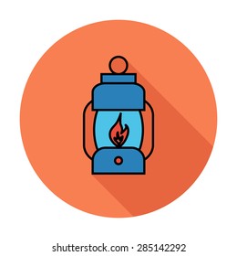 Lantern. Single flat color icon on the circle. Vector illustration.