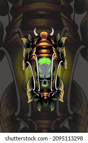 Lantern with skull vector illustration