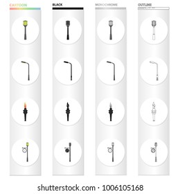 Lantern, street, lighting, and other web icon in cartoon style. Chuck, glass, glow icons in set collection.