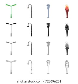 Lantern, street, lighting, and other web icon in cartoon style. Chuck, glass, glow icons in set collection.