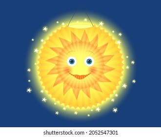 Lantern SUN with stars in the darkness to St Martin,
Vector illustration
