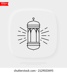 Lantern thin line icon. Religious decoration. Islam religion. Vector illustration.