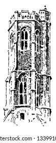 Lantern Tower at Grey Friars, King's lynn, Gothic architecture, lantern tower, frequently placed, center of cross churches, a friary in Norfolk, England, vintage 