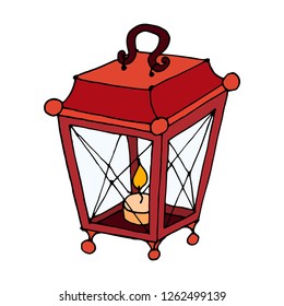 Lantern, vector isolated illustration on white background