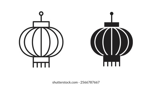 Lantern vector line icon illustration