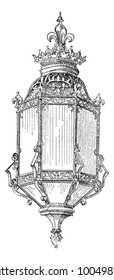 Lantern, vintage engraved illustration. Dictionary of words and things - Larive and Fleury - 1895.