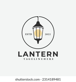 lantern vintage logo icon design, street lamp logo illustration design
