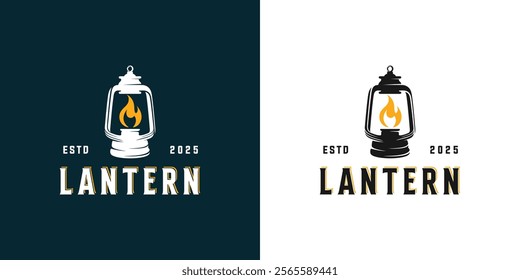 Lantern vintage logo icon illustration Premium Vector