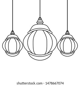 lanterns decoration festival hanging golden lamps, arabic and oriental culture cartoon vector illustration graphic design
