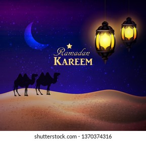 lanterns in the desert at night sky