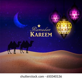 lanterns in the desert at night sky