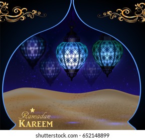 lanterns in the desert at night sky