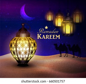 lanterns in the desert at night sky