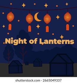Lanternas brilham na noite