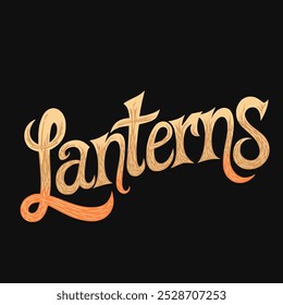 LANTERNS Halloween Lettering, Transparent Background, Vector Typography