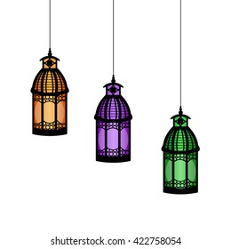Lanterns Ramadan Kareem vector on a white background