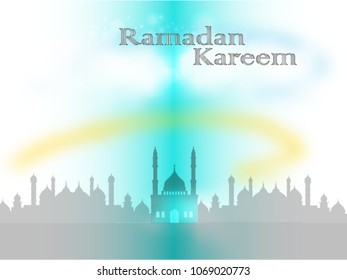 Lanterns for Ramadan wishing, Muslim feast of the holy month of Ramadan Kareem. Translation from Arabic: Generous Ramadan