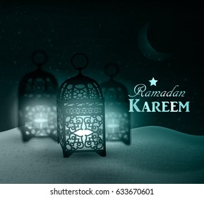 lanterns stand in the desert at night sky