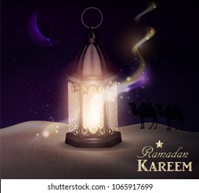 lanterns stands in the desert at night sky