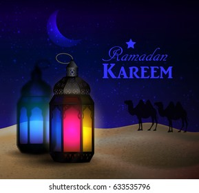 lanterns stands in the desert at night sky