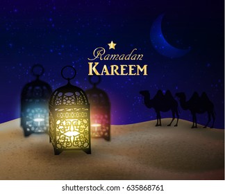 lanterns stands in the desert at night sky