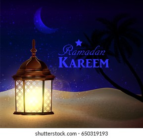 lanterns stands in the desert at night sky