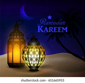lanterns stands in the desert at night sky