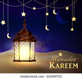 lanterns stands in the desert at night sky
