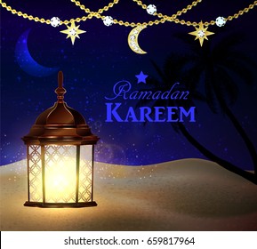 lanterns stands in the desert at night sky