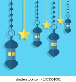 lanterns and stars hanging vektor design