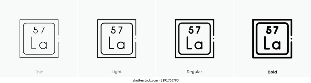 lanthanum icon. Thin, Light Regular And Bold style design isolated on white background